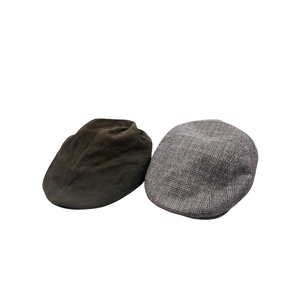 Men's AGATHA Flat Cap Hat Brown Plaid Size L Casual Outings Fashion‎ Lot of 2